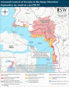 Assessed Control of Terrain in the Sumy Direction, September 22, 2026 at 1:30 PM ET