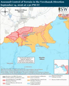 Assessed Control of Terrain in the Vovchansk Direction, September 14, 2026 at 1:30 PM ET